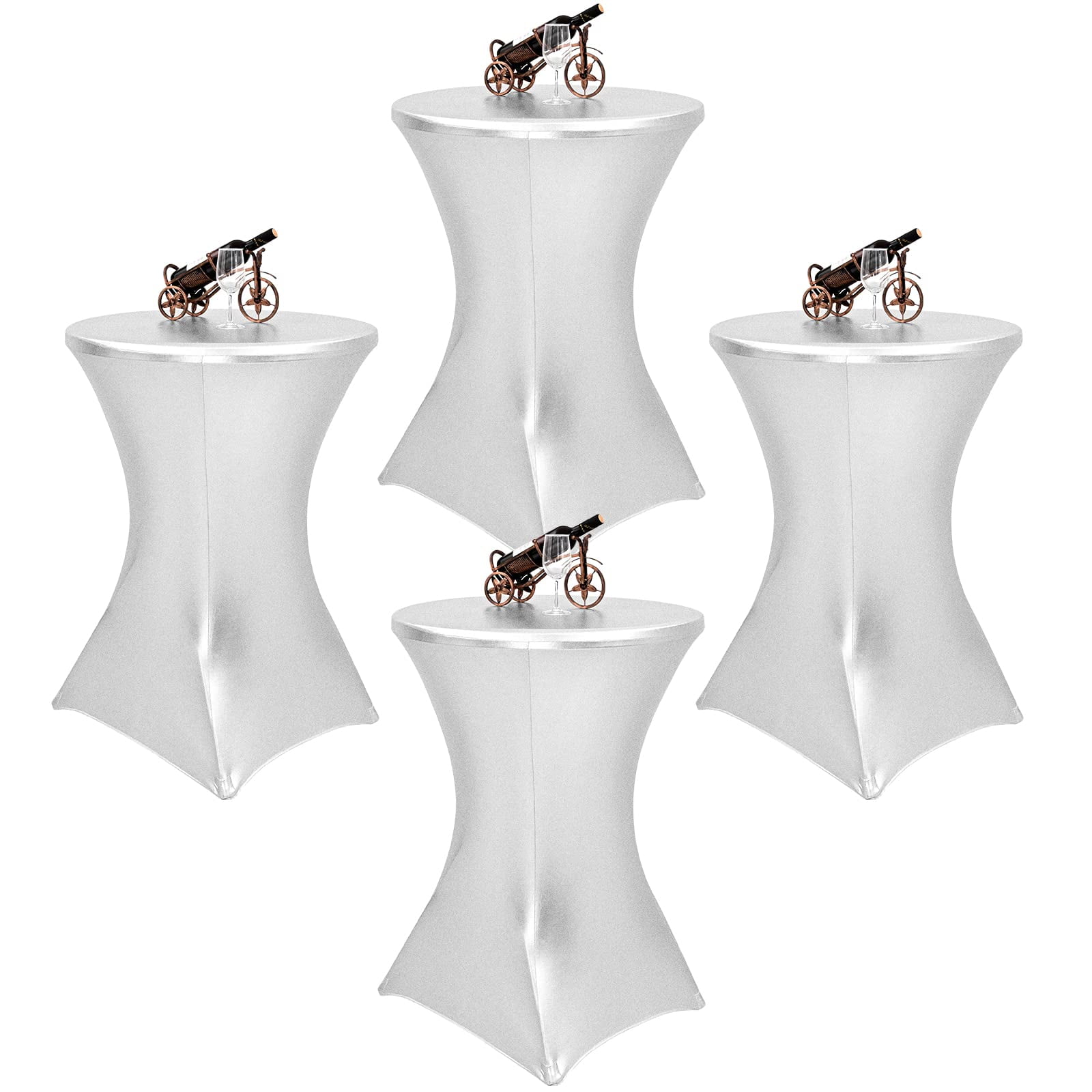 4 Pack Cocktail Spandex Stretch Square Corners Tablecloth,32"x43