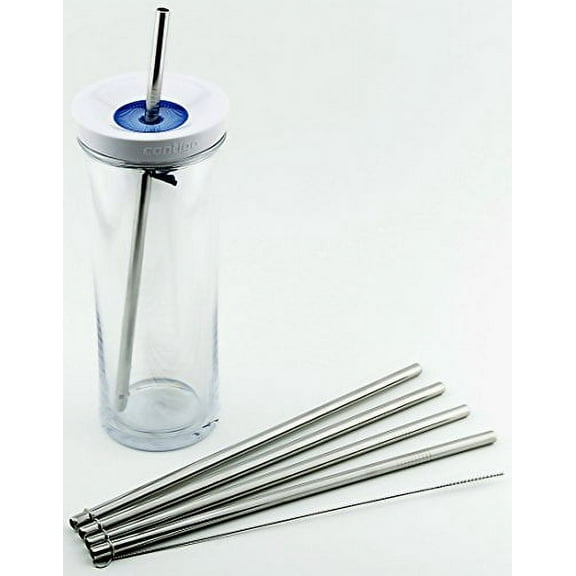 4 Pack Cocostraw for Contigo Shake and Go 20 oz Auto Close Tumbler 18/8 Stainless Steel Drinking Straws + Cleaning Brush