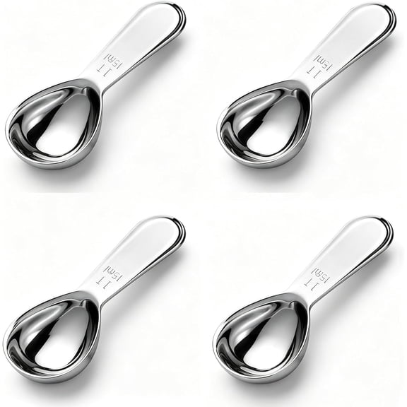 4-Pack Coffee Scoop 1 Tablespoon (15ml) Stainless Steel Measuring Spoons, Compact Short Handle for Ground Coffee, Tea, and Powder