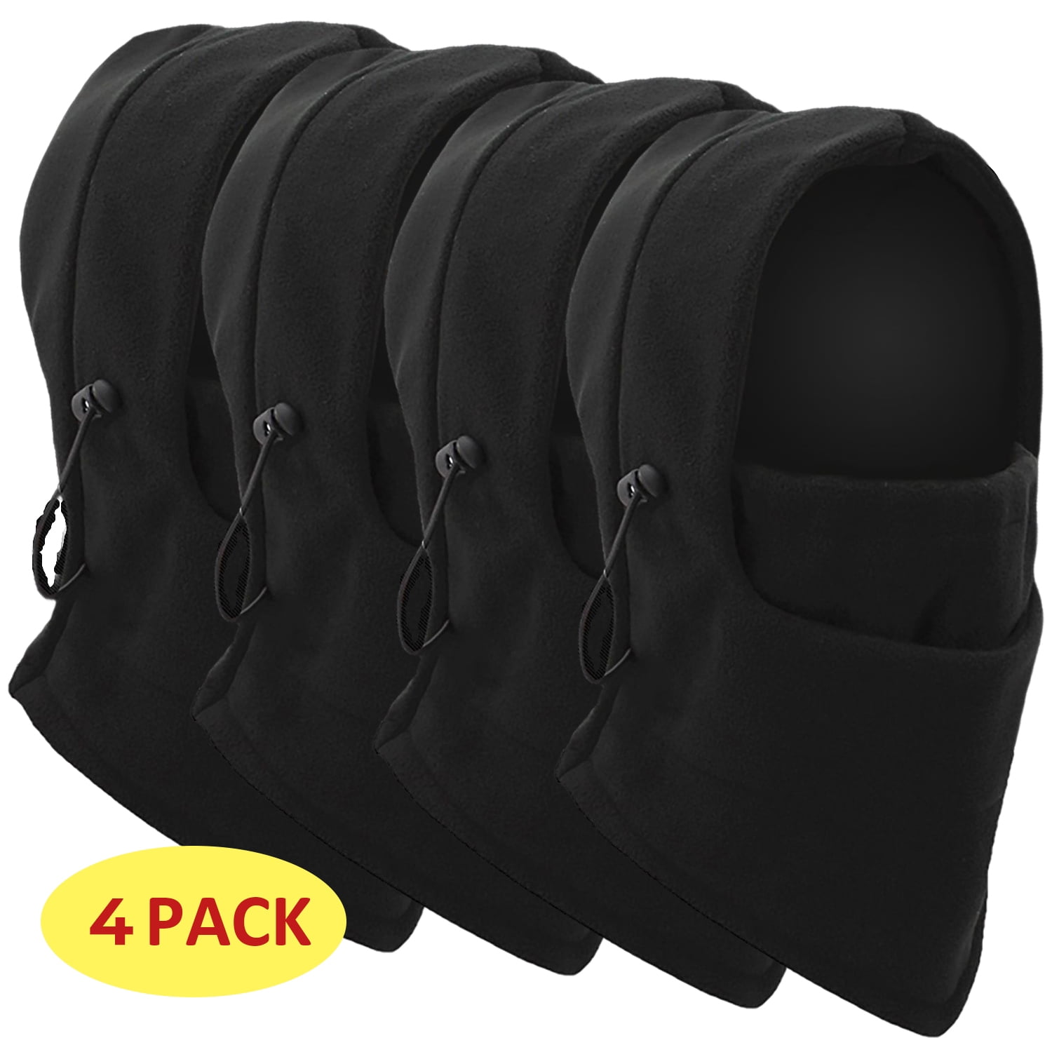 4 Pack Cold Weather Balaclava Ski Mask for Men Women Skiing Full Face Cover Black