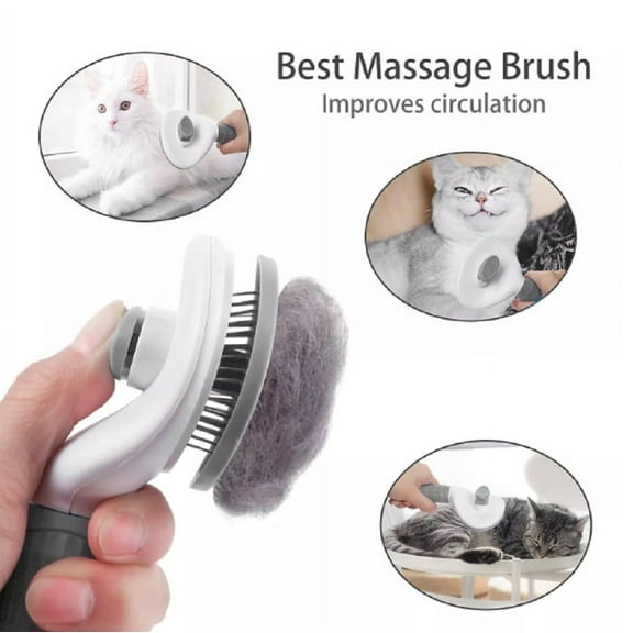 1-Pack Self-Cleaning Pet Grooming Brush with Release Button – Dog & Cat Brush for Shedding, Detangling & Massage – Ideal for Long-Haired Puppies & Kittens TIKA