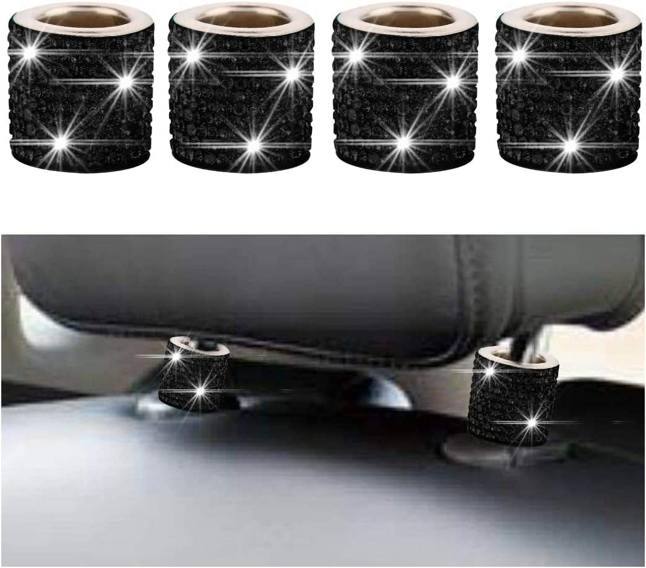4-Pack Bling Car Headrest Collars – Pink Rhinestone Decor Rings For Car Interior, Universal Fit For Most Headrest Poles