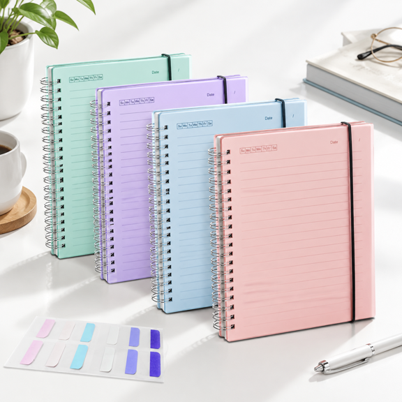 4 Pack College Ruled Spiral Notebook Notebooks For Work A5 Lined