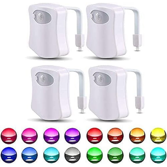 4 Pack Color Changing Toliet Night Light Motion Sensor Led Toilet Motion Activated Led Light Washroom Light UV Slap Activated Butt Lamp Smart Light Commode Night Lamp
