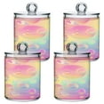 thumbnail image 1 of 4 Pack Colorful Bubbles Qtip Holder Dispenser Clear Plastic Storage Apothecary Jars for Cotton Swabs Balls Pads Floss, 1 of 7