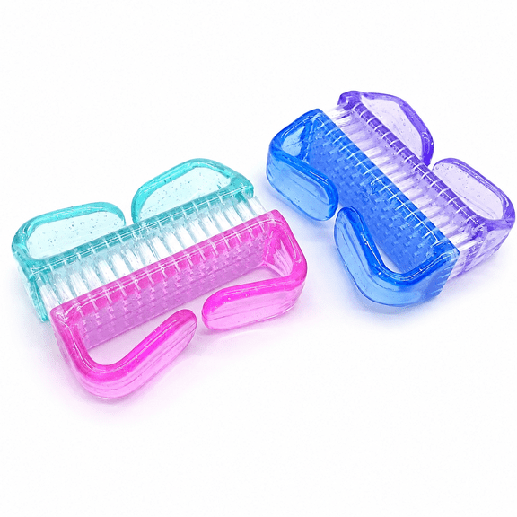 4 Pack Colorful Handle 8cm Plastic Fingernail Cleaning Scrub Brushes