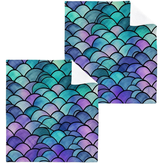 4 Pack Colorful Scales Pure Cotton Washcloths 12 x 12 Inch Reusable Absorbent Soft Cotton Face Towels Fingertip Towels Set for Gym Towels,Hotel and Spa Wash cloth