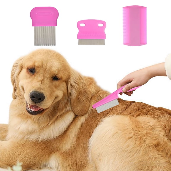 4 Pack Comb,Dog Cat Grooming Combs,Double Sided Professional Pet Tear Stain Remover, Dematting Tool for Small, Medium & Large Pets
