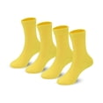 thumbnail image 1 of 4-Pack Combed Cotton Kids Casual Socks Cool Crew Fashion Neon & Solid Colors Dress Socks Elastic Fit for Girls Boys (11-15 Years, Yellow), 1 of 6