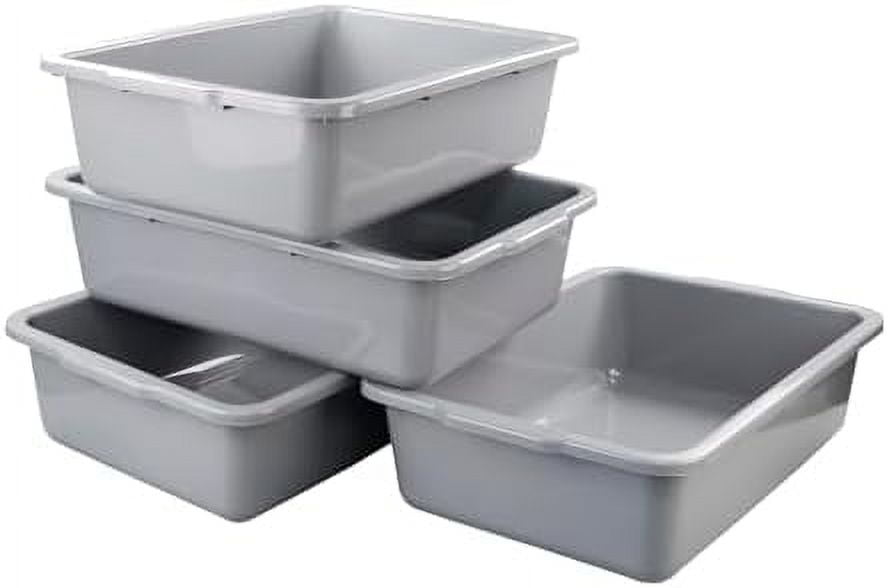 Bus Office Box 4-Pack Commercial Bus Tub, 32 L, Large Utility Bus Tote Boxes, Grey ...