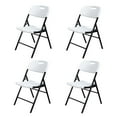 thumbnail image 1 of 4 Pack Commercial Contoured Folding Chairs Set Steel Frame Plastic Seat White, 1 of 12
