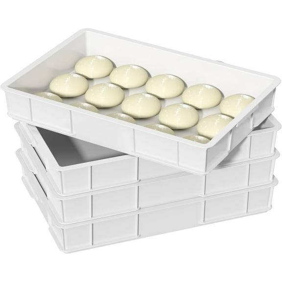 4-Pack Commercial Pizza Dough Proofing Box, Stackable Dough Proofing Tray, White