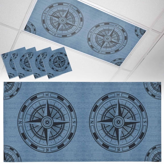 4 Pack Compass Circle Fluorescent Light Covers for Ceiling Lights Dot Abstract Geometric Magnetic Ceiling Light Covers Overhead Light Filters for Office Classroom Home