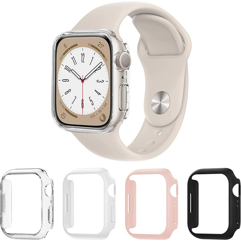 4 Pack Compatible for Apple Watch Case Series 8 7 41mm NO Screen Protector All Around Protective PC Hard Bumper Cover Face for iWatch Series 8 7