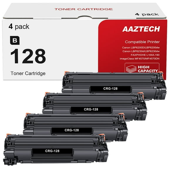4 Pack Compatible for Canon 128 CRG128 C128 High Yield Black Laser Toner Cartridge Replacement CRG-128 with ImageClass D550 D530 MF4412 MF4580dn MF4400 MF4770n MF4870dn Printer