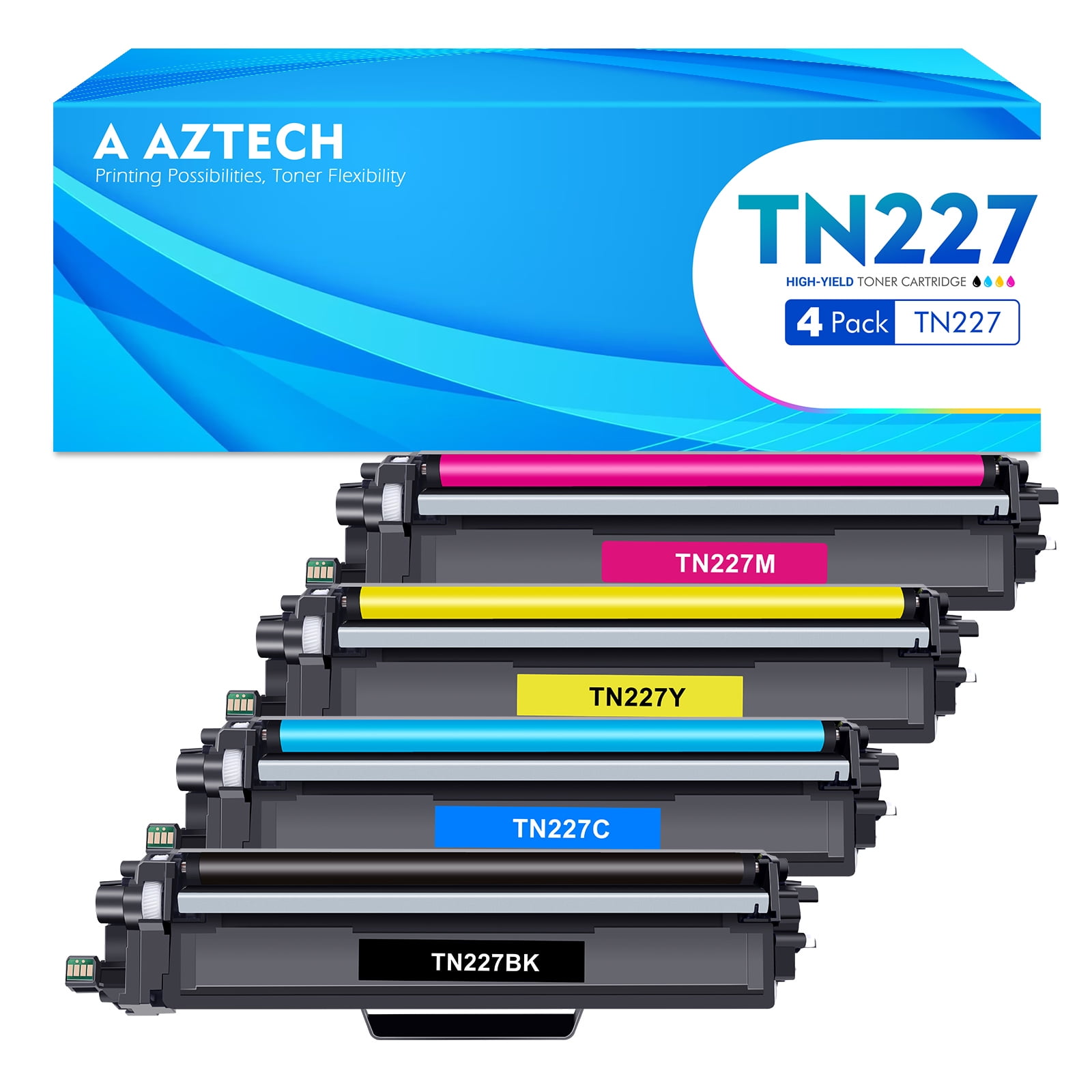 TN227 TN-227BK/C/M/Y High Yield Compatible Toner Cartridge Replacement for  Brother TN227 TN-227 TN227BK TN223 for HL-L3290CDW MFC-L3770CDW HL-L3270CDW