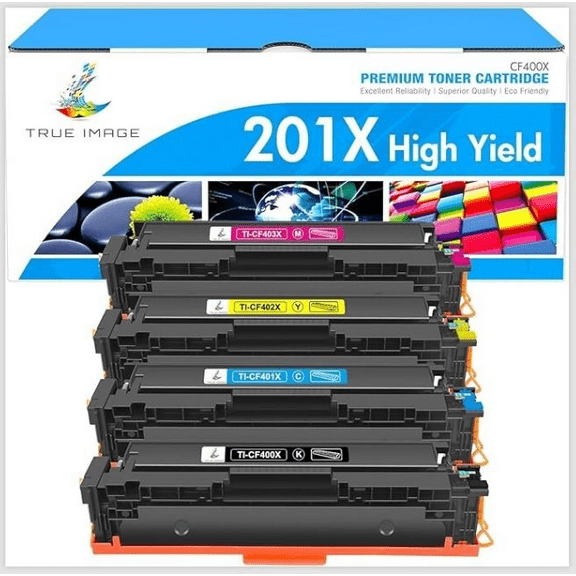 4 Pack Compatible Toner Cartridge for HP 201X/ CF400X, CF401X, CF402X, CF403X