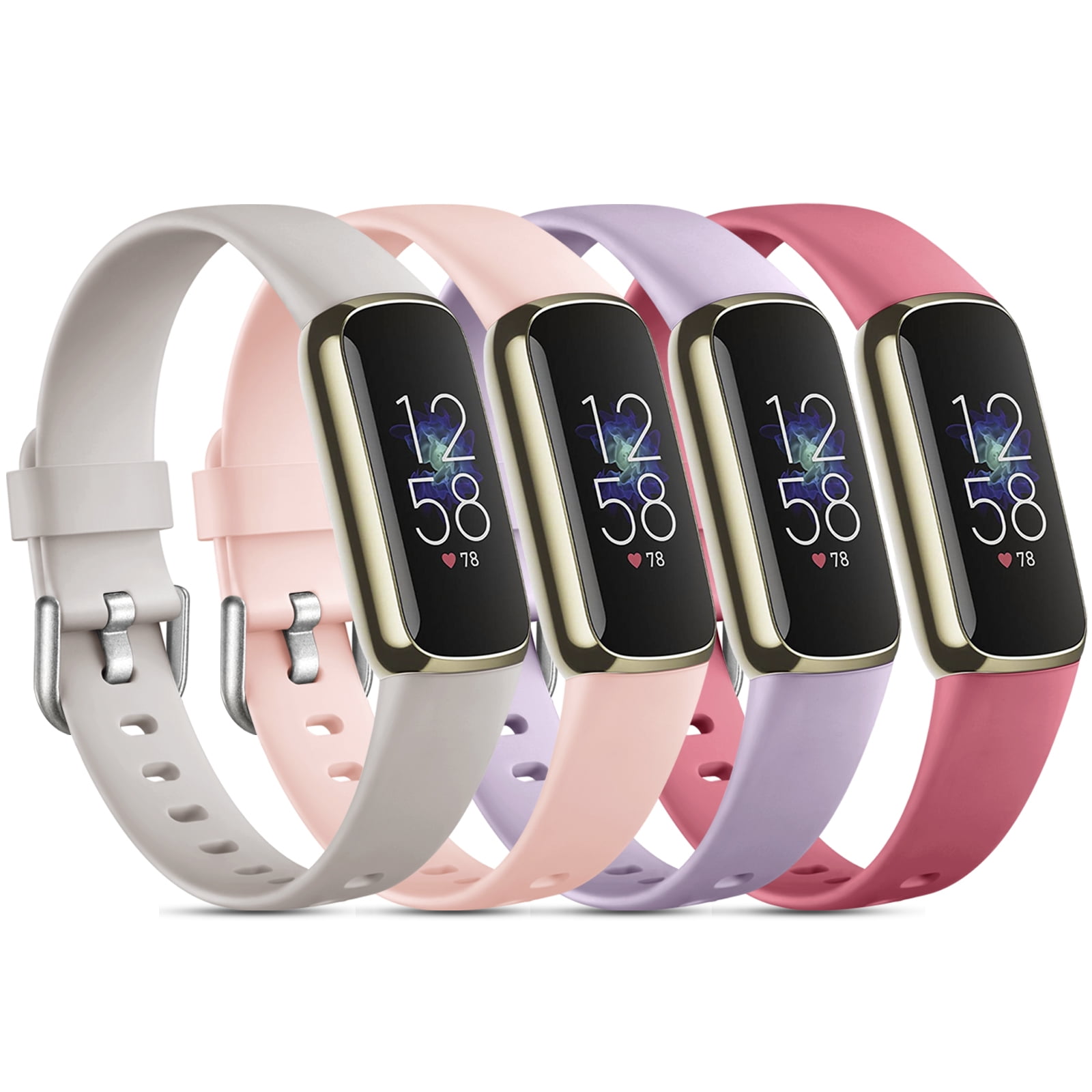 4 Pack Compatible with Fitbit Luxe Bands for Women Sport Silicone  Wristbands 