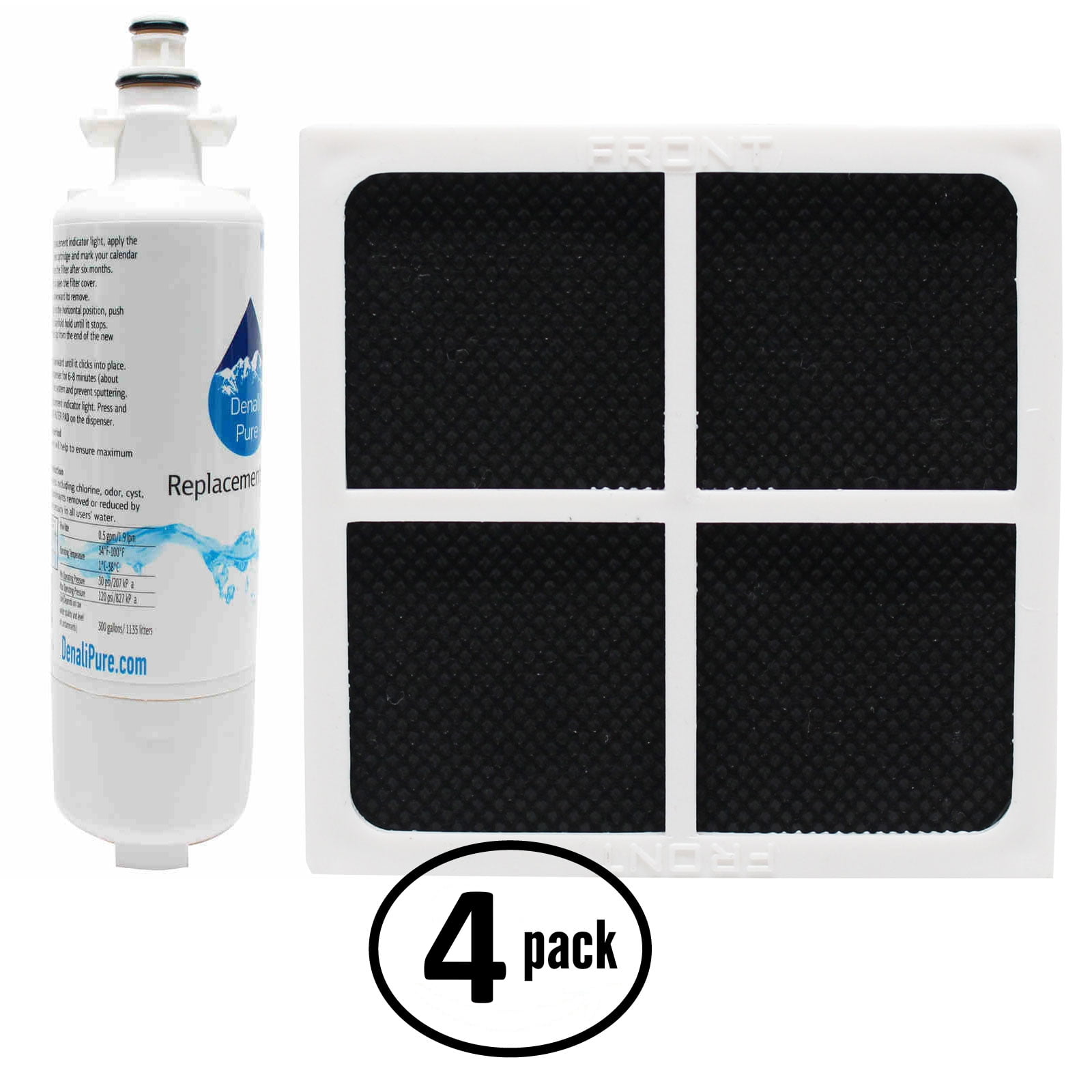 4-Pack Compatible with Kenmore 79572053110 Refrigerator Water & Air Filter Kit - Compatible with Kenmore LT700P & LT120F Fridge Filter
