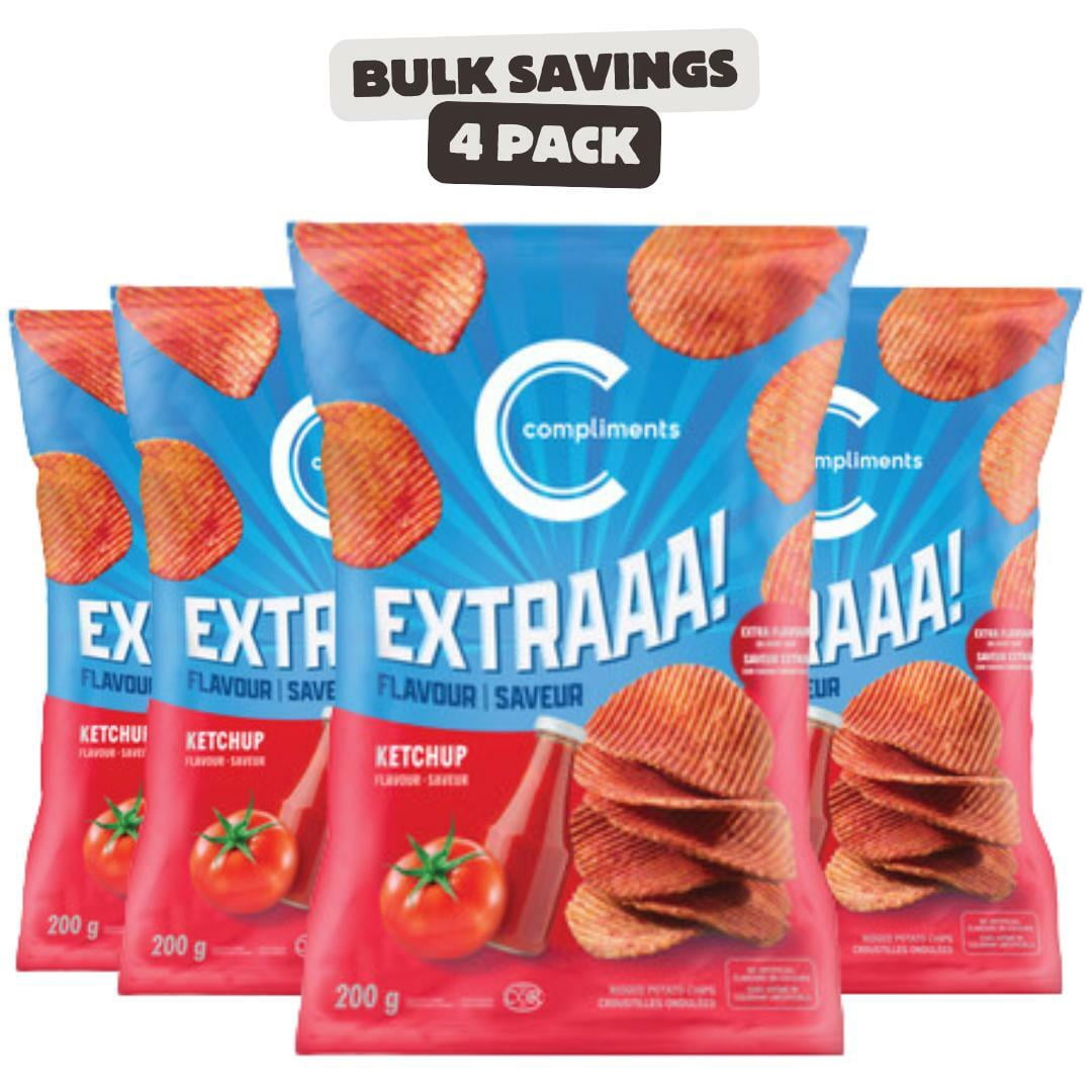 [4-Pack] Compliments Extraaa! Ridged Potato Chips Ketchup 200 g ...