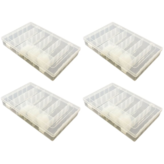 4 Pack Component Storage Box, Each Includes 14 Removable Dividers for 6 to 36 Slots, 10.8" x 6.9" x 1.8", Flexible Polypropylene