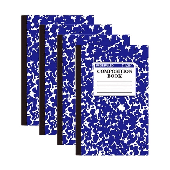 4 Pack Composition Notebook, Wide Ruled Composition Book, Marble Composition Notebooks, 30 Sheets (60 Pages), 8.3" x 5.5", Classroom Must Haves, Dark Blue