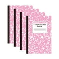 thumbnail image 1 of 4 Pack Composition Notebook, Wide Ruled Composition Book, Marble Composition Notebooks, 30 Sheets (60 Pages), 8.3" x 5.5", Classroom Must Haves, Pink, 1 of 8