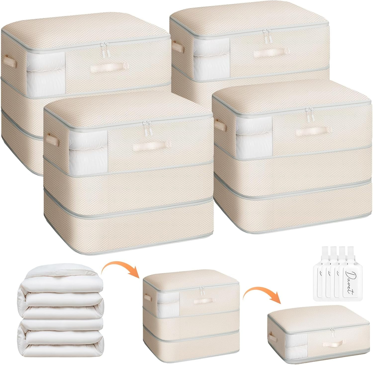 4 Pack Compression Storage Bags - 110L Large Capacity Comforter Storage ...