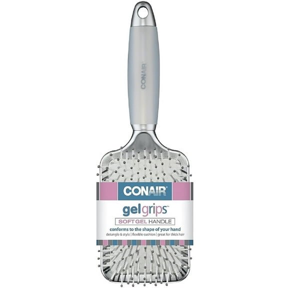 4 Pack - Conair Gel Grips Soft Gel Handle Paddle Brush, Colors May Vary 1 ea