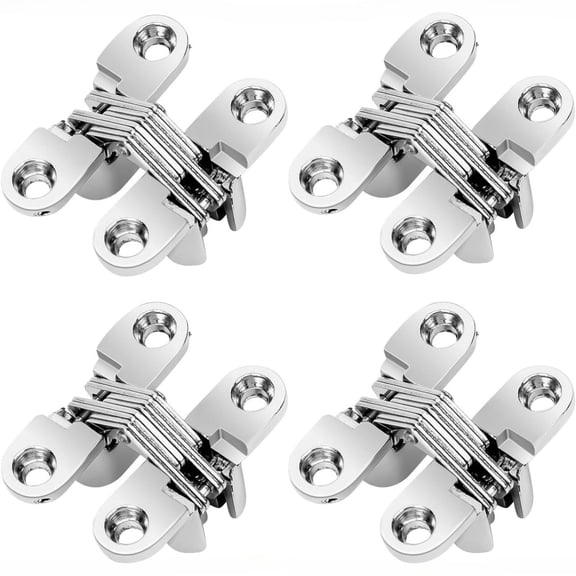 4 Pack Concealed 180 Degree Cross Hinges, Heavy Duty Stainless Steel Hidden Swing Hinges for Door Cabinet Hardware