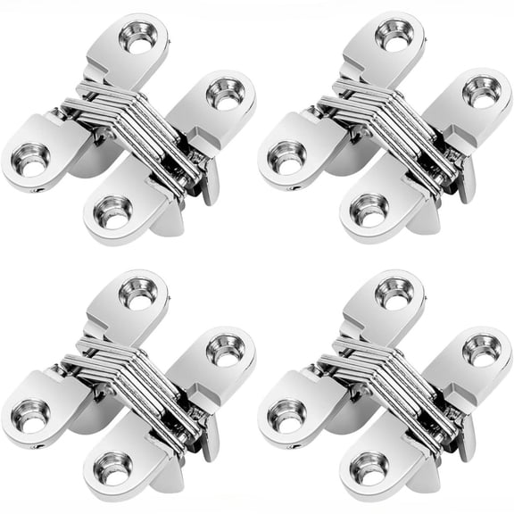 4 Pack Concealed 180 Degree Cross Hinges, Heavy Duty Stainless Steel Hidden Swing Hinges for Door Cabinet Hardware