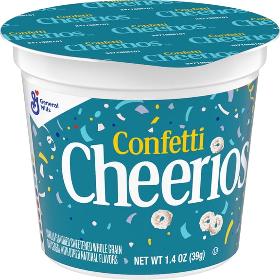 4 Pack - Confetti Cheerios Breakfast Cereal Cup, Gluten Free, Single Serve Cereal, 1.4 oz