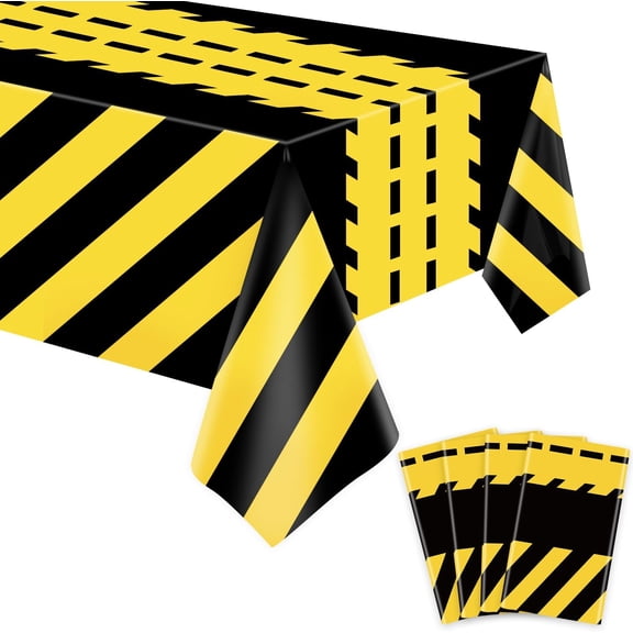 4 Pack Construction Tablecloth Construction Road Party Decorations Rectangular Racing Car Theme Table Covers Dump Truck Birthday Table Cloth for Kids Boy Parties Baby Showers Supplies 51 x 86 in