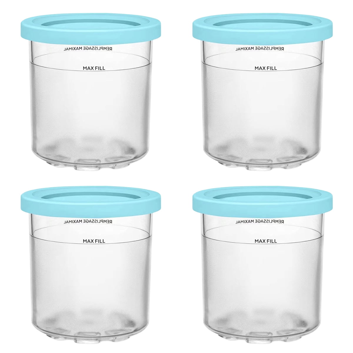 4 Pack Containers Replacement for Ninja Creami Pints and Lids, 4Pcs Ice Cream Neoprene Sleeve ,16oz Compatible