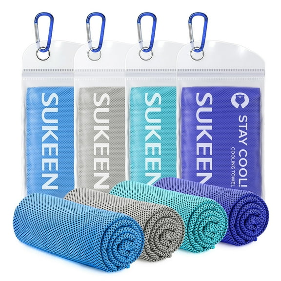 4 Pack Cooling Towel for Neck and Face Hot Weather Breathable Stay Cool Towels for Sport, Yoga, Gym, Camping, Running, Workout, Outdoor Activity, 40"x 12"