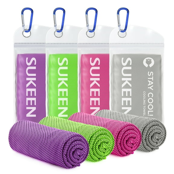 4 Pack Cooling Towel for Neck and Face Hot Weather Breathable Stay Cool Towels for Sport, Yoga, Gym, Camping, Running, Workout, Outdoor Activity, 40"x 12"