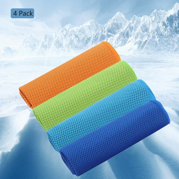 4 Pack Cooling Towels(39"x 12"),Ice Towel for Neck and Face,Soft Breathable Chilly Microfiber Keep Cool Towels for Yoga,Gym,Fitness,Camping,Running,Workout & More Activities
