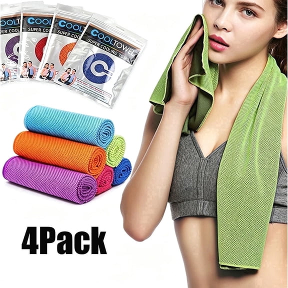 4 Pack Cooling Towels(40"x12"),Quick Dry Super Ice Cold Sports Towels,Soft Breathable Cooling Chilly Towel for Yoga,Outdoor Sports,Gym,Workout,Travel((Blue)