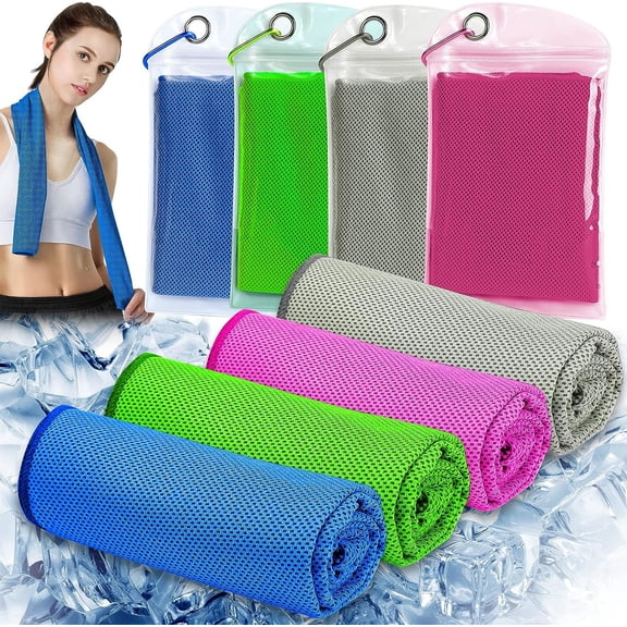 4 Pack Cooling Towels for Sports, Instant Cooling Sweat Absorbent Gym Yoga Running Towels, Portable Chill Towel for Outdoor Activities