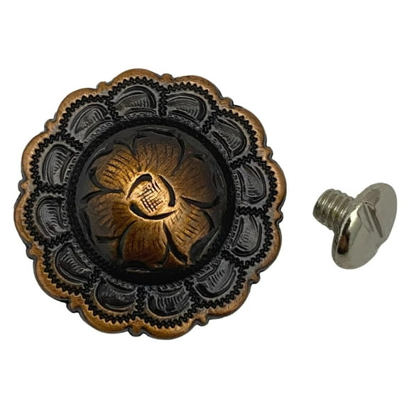 4 Pack Copper Flower Screw Back Conchos - 1"
