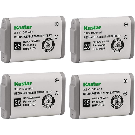 4-Pack Cordless Phone Battery Replacement for HHR-P103 KX-TG2352 KX-TG2382 KX-TG2383 KX-TG2720 KX-TGA273, Radio Shack 23-906 23-966 43-9004 43-9018, V-Tech 8004290000, Philips SJB4142