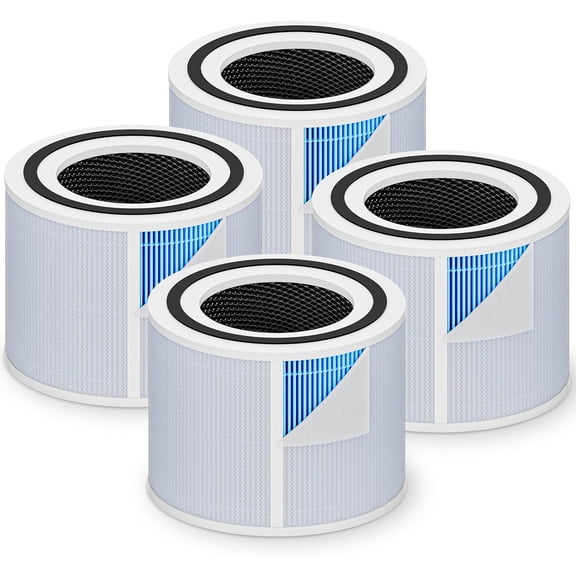 4 Pack Core 300-RF-SR Replacement Filters, H13 True HEPA 4-in-1 Activated Carbon Filter Compatible with LEVOIT Core 300 Series Air Purifier, Blue