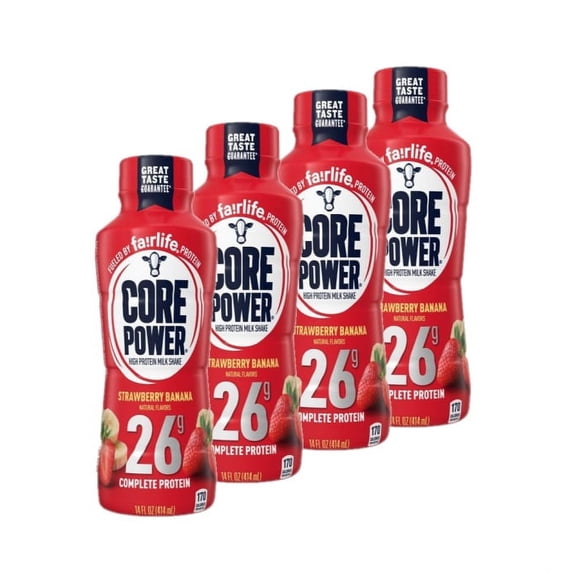 4 Pack | Core Power Strawberry Banana 26G Protein Shake - 14 fl oz