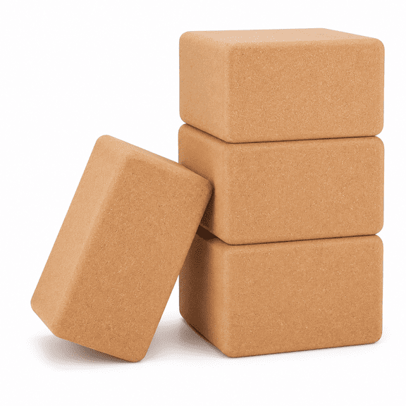 4 Pack Cork Yoga Blocks, 9 x 6 x 4 In Non-Slip Textured Grip Bricks for Yoga and Pilates