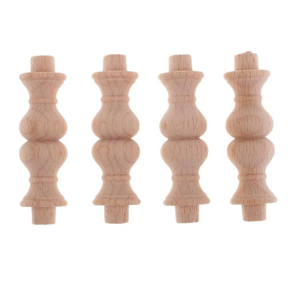 4 Pack Corridor Bridge Column Wood Fence Lathe DIY Home Decor Crafts 62x18mm