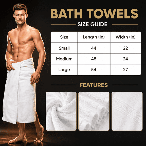 4 Pack Cotton Bath Towels, 27" x 54", White