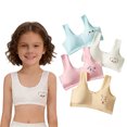 thumbnail image 1 of 4 Pack Cotton Little Girls Training Bras for Teens with Removable Pads, Sports Bra for Kids 10-13 Tween Soft Elastic Waistband, 1 of 5