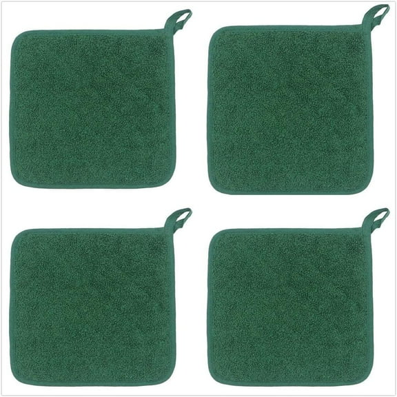 4 Pack Cotton Pot Holders Cotton Made Machine Washable Heat Resistant Everyday Kitchen Basic Terry Pot Holder, Hot Pads, Trivet for Cooking and Baking