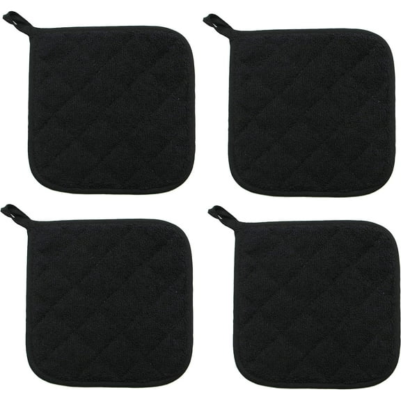 4 Pack Cotton Pot Holders Cotton Made Machine Washable Heat Resistant Everyday Kitchen Basic Terry Pot Holder, Hot Pads, Trivet for Cooking and Baking