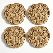 4 Pack Cotton Rope Woven Coasters 4.72in Heat Resistant Non Slip Table Cup Mats